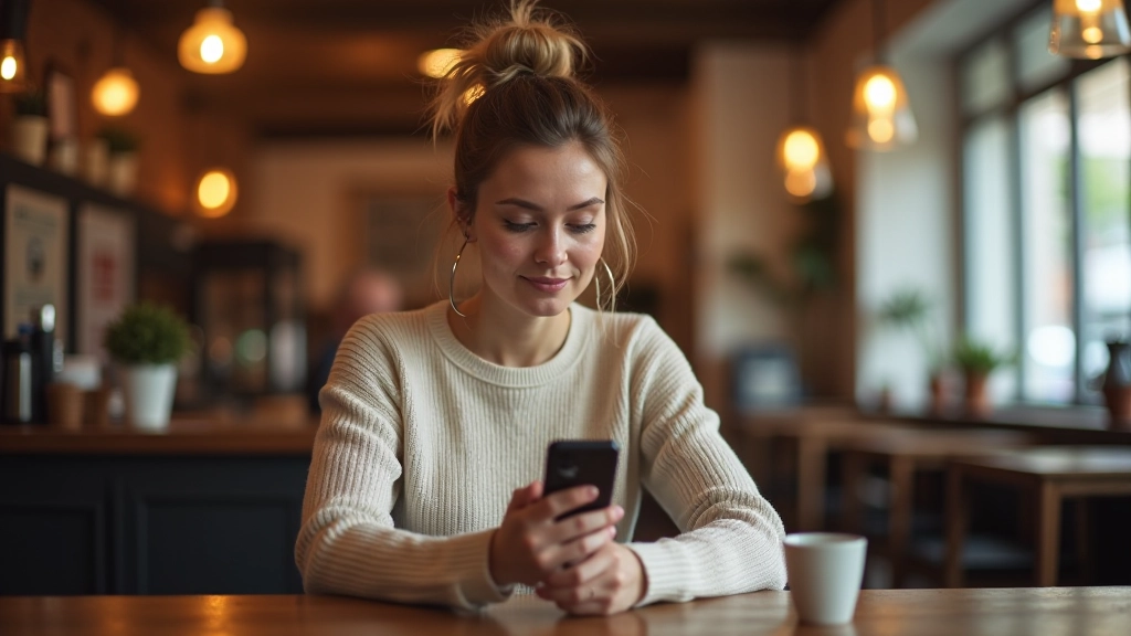 Vrouw bekijkt smartphone met social media statistieken